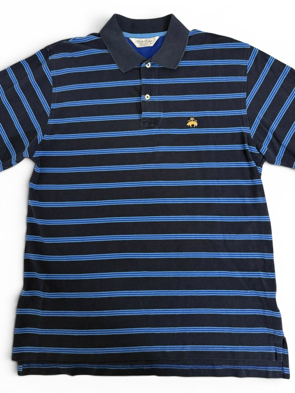 Brooks Brothers Golden Fleece Navy & Light Blue Striped Long-Sleeve Polo M